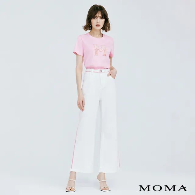 【MOMA】手工刷色牛仔寬褲(白色)