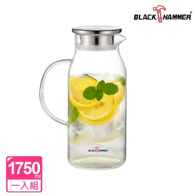 BLACK HAMMER 高硼硅耐熱玻璃冷水壺1750ml(冰箱可放/304不鏽鋼蓋)