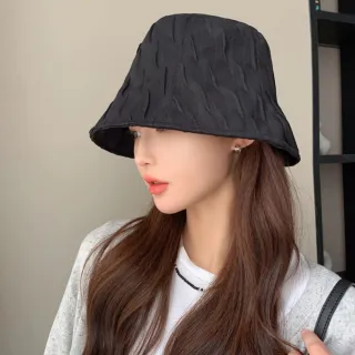 【Acorn 橡果】韓系皺褶漁夫帽遮陽帽防曬機能帽7601(黑色)