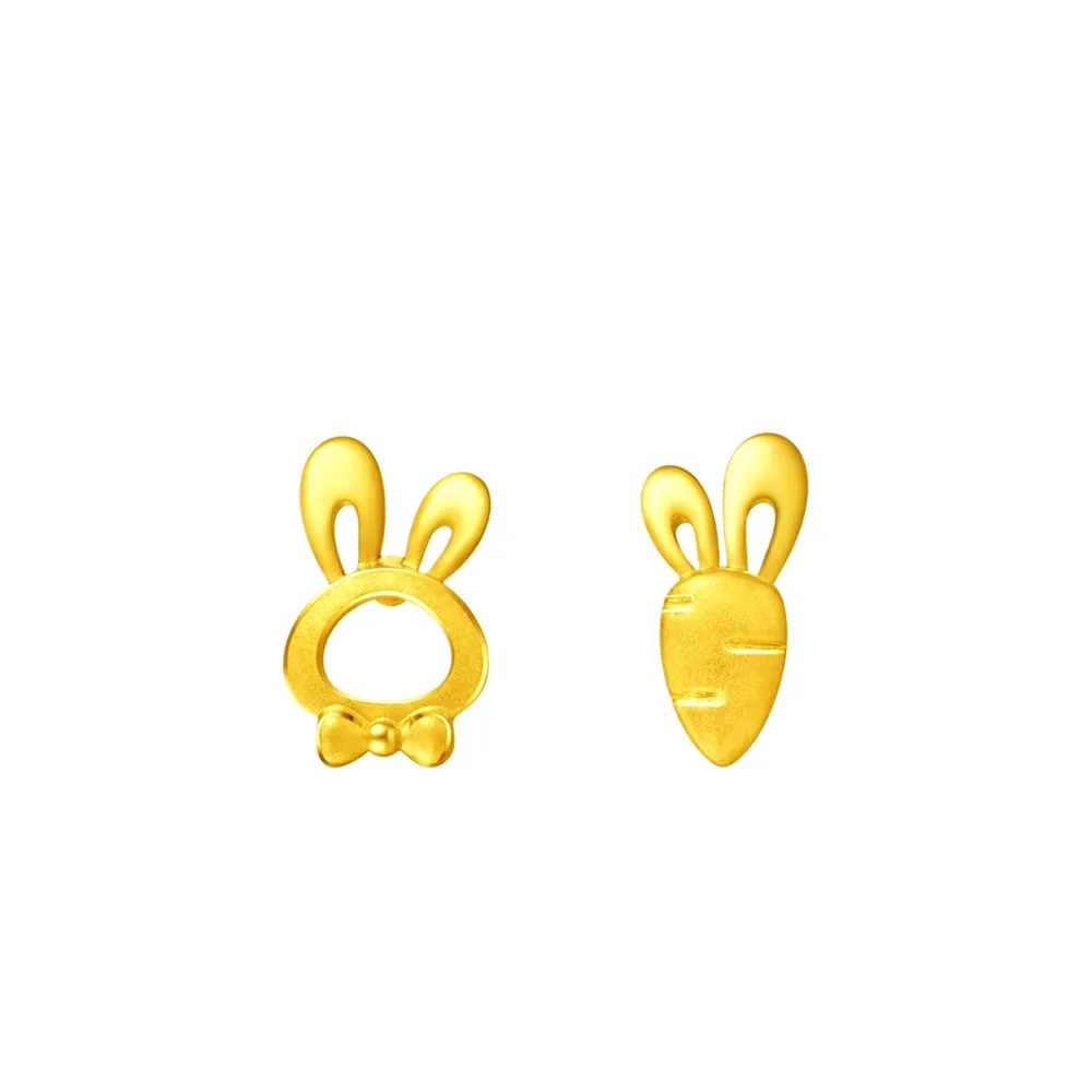【周大福】可愛兔子胡蘿蔔黃金耳環_計價黃金