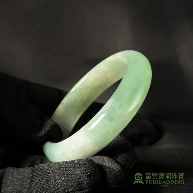 【Fubibaoding jeweler 富璧寶鼎珠寶】淡綠細糯種翡翠手鐲(天然A貨 翡翠 送禮 玉鐲 台灣圍#16.5)