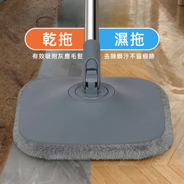 【Ashley House】全新升級3排清潔刮刀-極淨淨污分離省水旋轉平板拖把組1桶1拖2+3布(懶人拖/拖把/地板清潔)