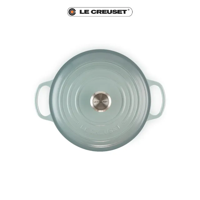 【Le Creuset】典藏琺瑯鑄鐵鍋圓鍋 22cm(海洋之花-鋼頭-內鍋白)