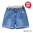 【betty’s 貝蒂思】網路獨賣★中大尺碼XL-3L寬鬆舒適彈性牛仔短褲(共二色)