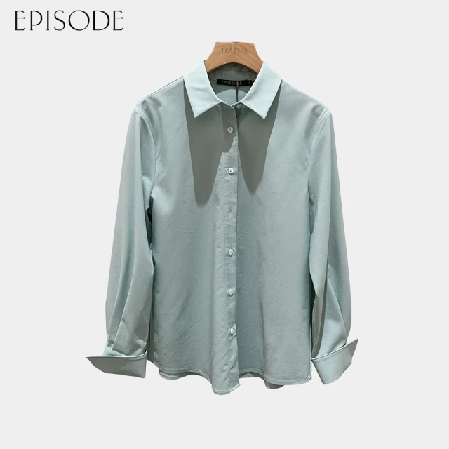 EPISODE 經典百搭素色混亞麻長袖襯衫142301（綠）
