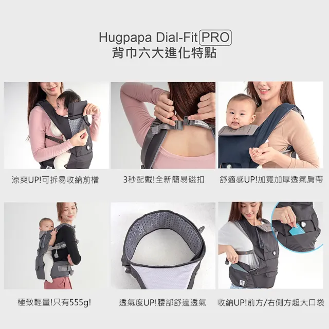 【hugpapa】2024 紅點設計獎 DIAL-FIT PRO 韓國嬰兒透氣減壓背帶 新生兒腰凳背巾/揹巾(贈新生兒墊超值組)