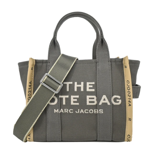 MARC JACOBS 馬克賈伯 JACQUARD MINI TOTE字母刺繡滾邊帆布兩用托特包(迷你/深綠色)