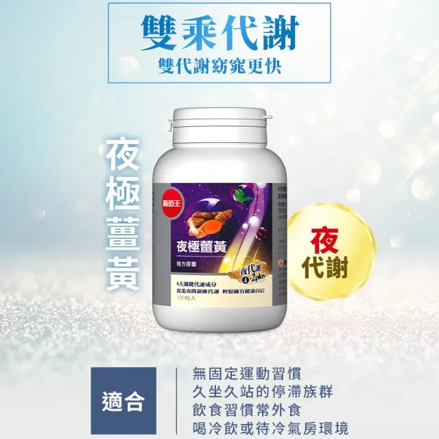 【葡萄王】夜極薑黃複方膠囊100粒(95%薑黃 益生菌 綠茶兒茶素 米萃取物 紅豆萃取物)