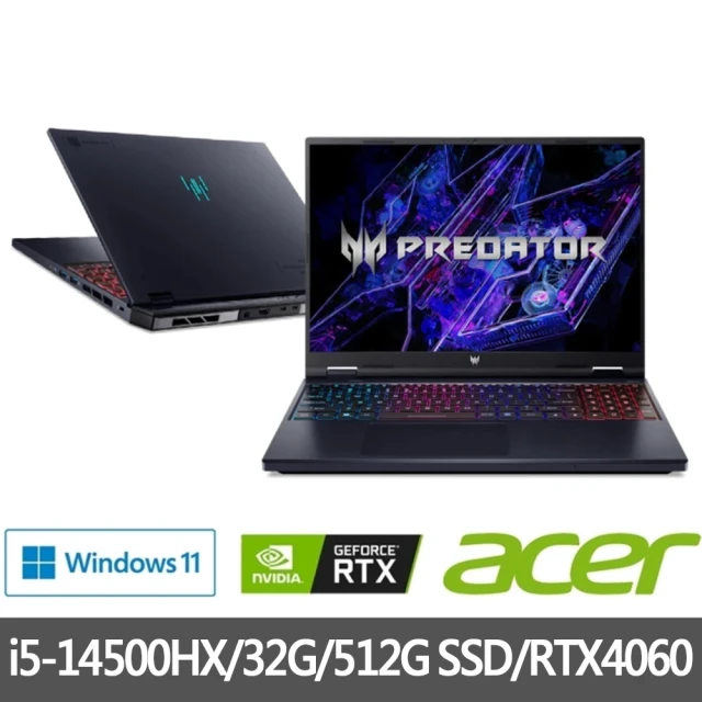 Acer 宏碁 特仕版 16吋電競筆電(Predator/PHN16-72-5984/i5-14500HX/16G+16G/512G SSD/RTX4060)
