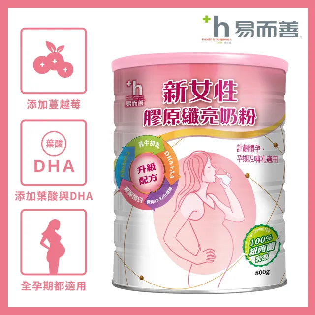 【易而善】新女性膠原纖亮奶粉 800克/罐(膠原蛋白 葉酸 DHA 益生菌 鐵)