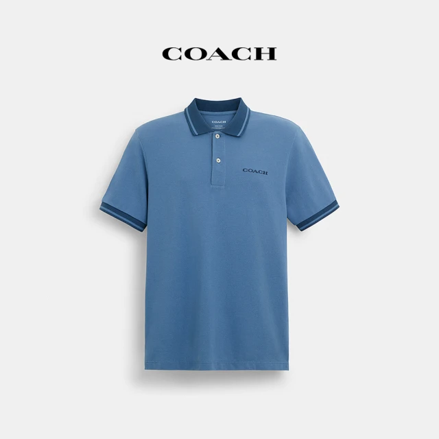 COACH蔻馳官方直營 棉質撞色POLO衫-藍色(CR488)