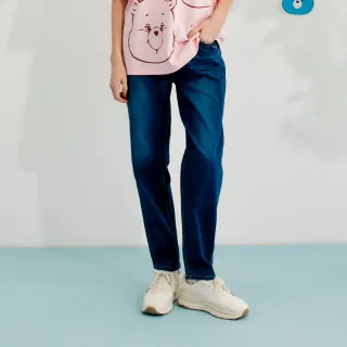 【Arnold Palmer 雨傘】女裝-涼感冰膚丹寧寬鬆彈性九分褲(深藍色)