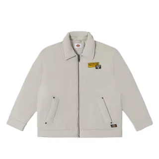 【Dickies】男款米灰色兩側開放式口袋休閒保暖艾森豪夾克｜DK010920ST0