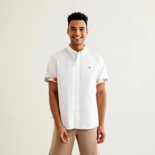 【Arnold Palmer 雨傘】男裝-左胸線條品牌LOGO刺繡POLO衫(白色)