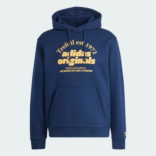 【adidas 愛迪達】長袖上衣 男款 帽T 運動 三葉草 亞規 GRF HOODIE 藍 IS1419