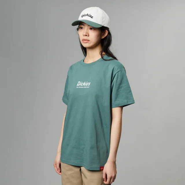【Dickies】男女款森林綠純棉背面大圖案品牌印花短袖T恤｜DK0A87MHH15