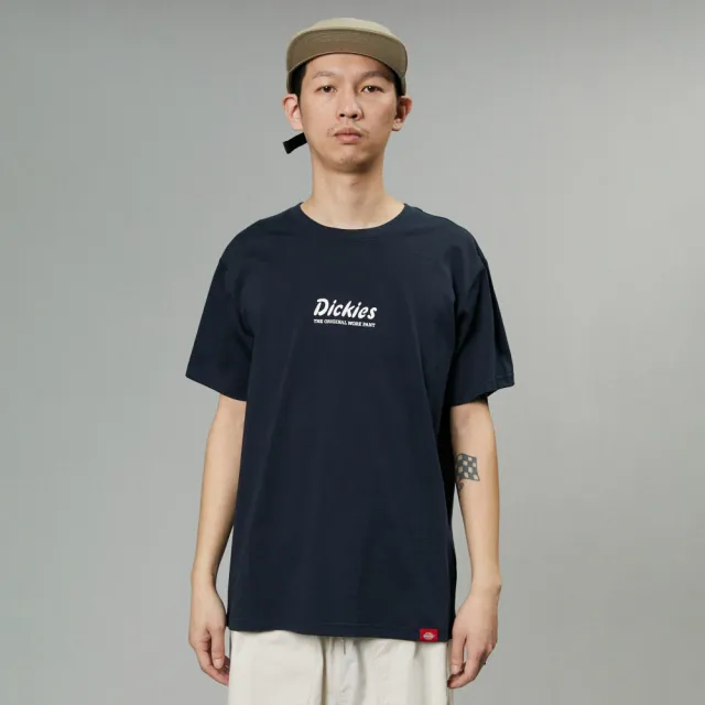 【Dickies】男女款深海軍藍純棉背面大圖案品牌印花短袖T恤｜DK0A87MHCG7