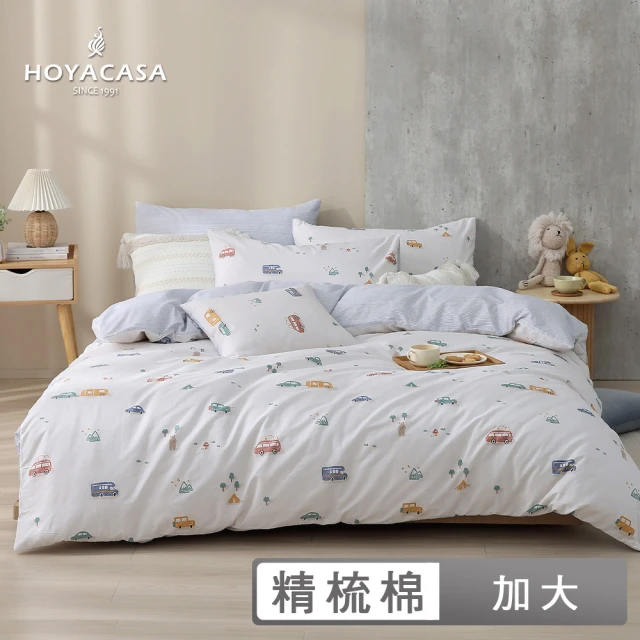 HOYACASA 禾雅寢具 100%精梳棉兩用被床包組-露營