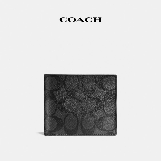 COACH蔻馳官方直營 經典Logo三合一皮夾-碳灰色/黑色(CR905)