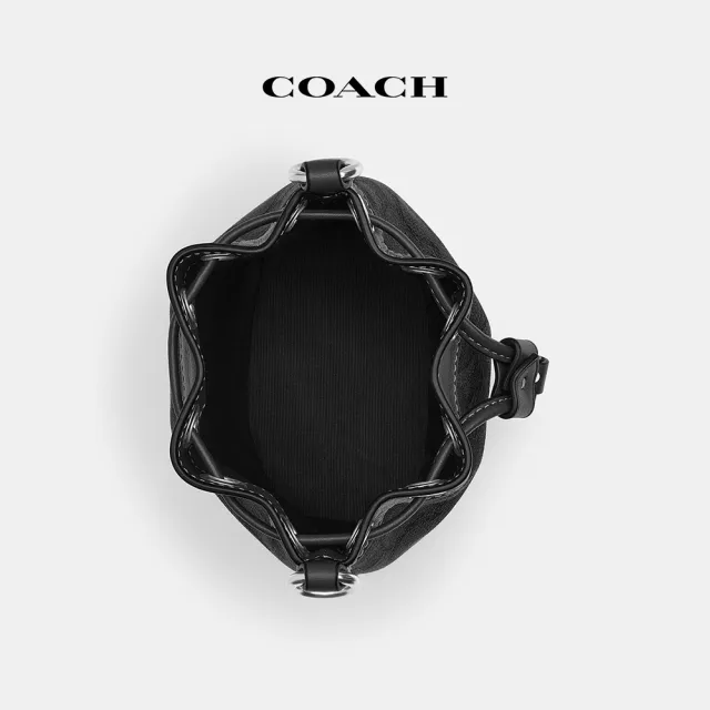 【COACH蔻馳官方直營】經典Logo迷你水桶包-銀色硬體/黑色(CT863)