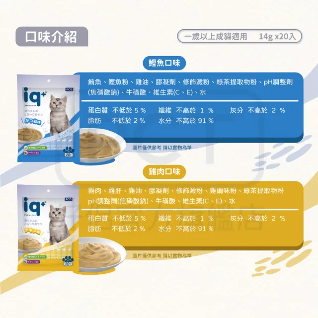 【iq+】貓咪樂泥棒-多種口味 肉泥 14G x20入/量販包(貓零食/貓肉泥)