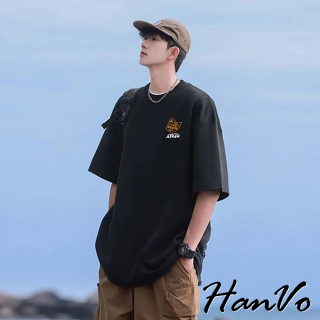 HanVo 現貨 男款山脈露營印花T(透氣親膚舒適短袖上衣 潮流日常T 男生衣著 B1102)