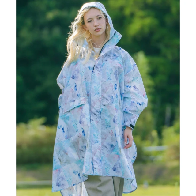 KIU 日本 成人空氣感有袖斗篷雨衣(163361 寶石幾何學)