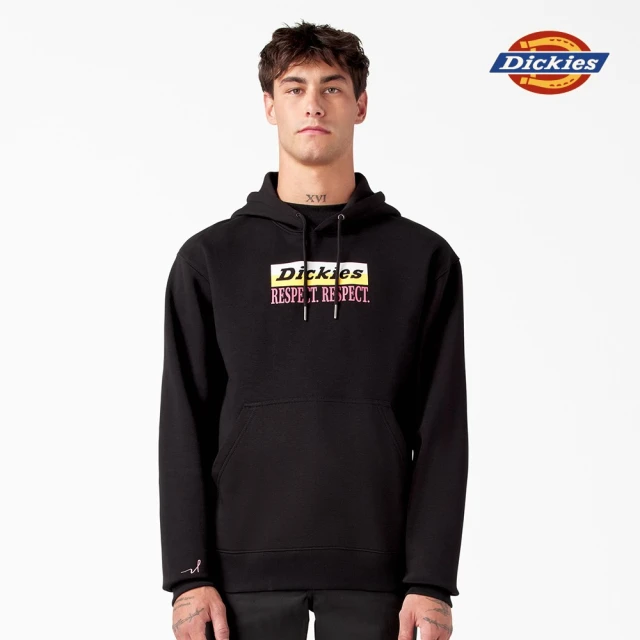 Dickies BCA 聯名－男款黑色胸前品牌圖案印花設計休閒連帽大學T｜DK012216BLK