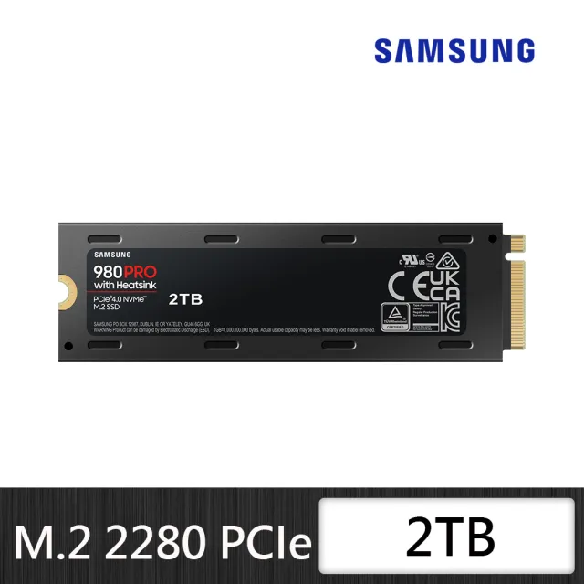 【SAMSUNG 三星】980 PRO 2TB M.2 PCIe 4.0 ssd固態硬碟 MZ-V8P2T0CW *含散熱片 支援PS5 讀7000M/寫5100M