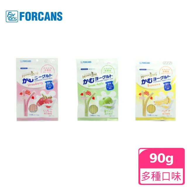 【FORCANS】HAPPY水果優格潔牙棒90g*3入組多種口味(零食 耐咬 潔牙 口腔保健)