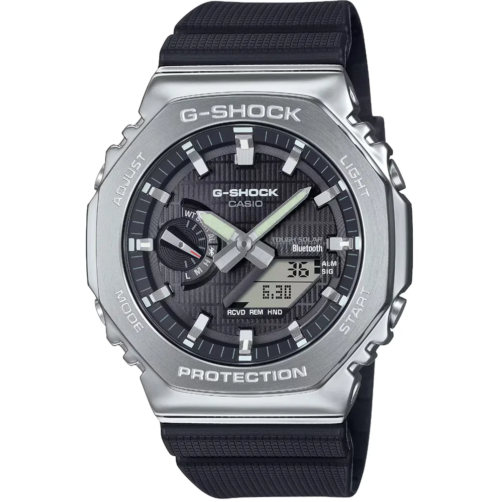 【CASIO 卡西歐】卡西歐G-SHOCK 雙顯運動太陽能藍芽膠帶錶-黑(GBM-2100-1A 台灣公司貨)