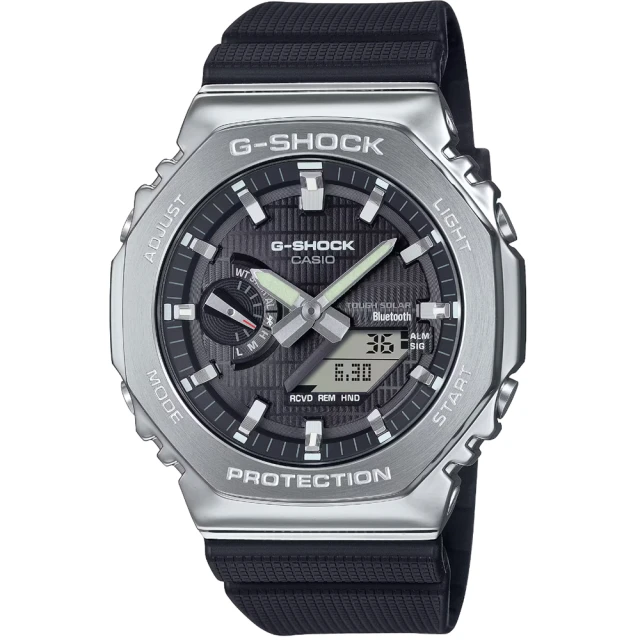 CASIO 卡西歐 卡西歐G-SHOCK 雙顯運動太陽能藍芽膠帶錶-黑(GBM-2100-1A 台灣公司貨)