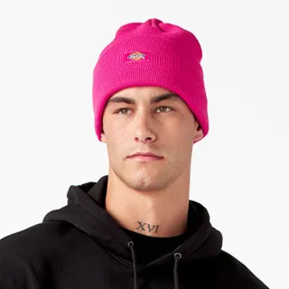 【Dickies】BCA 聯名－男女款蓍草粉品牌織標舒適柔軟反摺毛帽｜DK012223H10