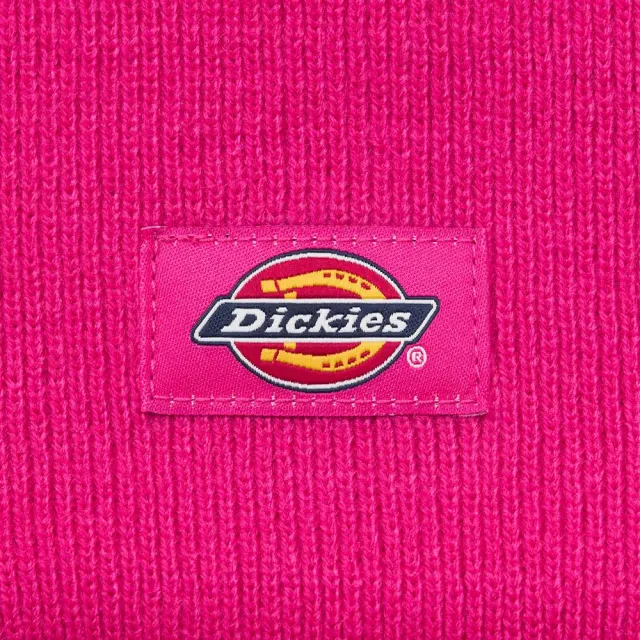 【Dickies】BCA 聯名－男女款蓍草粉品牌織標舒適柔軟反摺毛帽｜DK012223H10