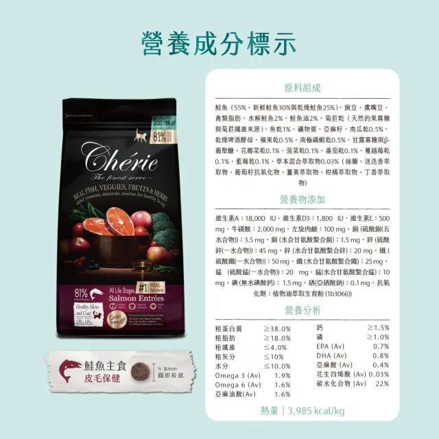 【Cherie 法麗】真肉配方全營養貓糧｜無穀配方｜400g(貓飼料/貓乾糧/無穀配方/成貓/低致敏配方/荷蘭製造)