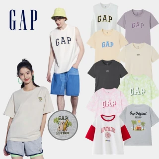 【GAP】男女裝 Logo純棉圓領背心/防曬短袖T恤-多款任選(465657&504507&501835&540508&402168)