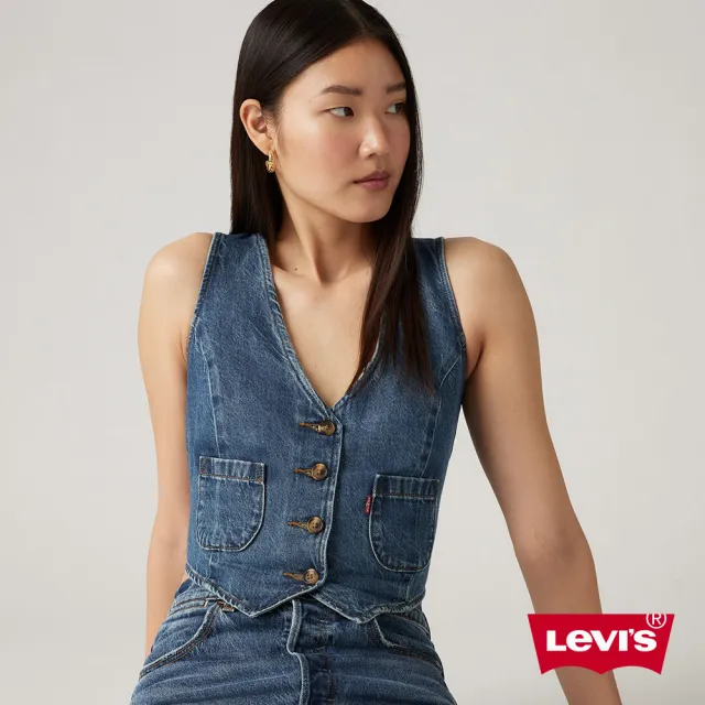 【LEVIS 官方旗艦】女款 深V復古丹寧牛仔背心 人氣新品 A8749-0013