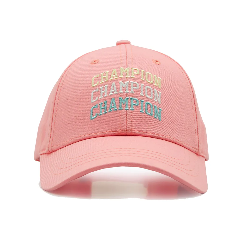 【Champion】官方直營-SZ 三色刺繡LOGO棒球帽-童(淺粉紅色)