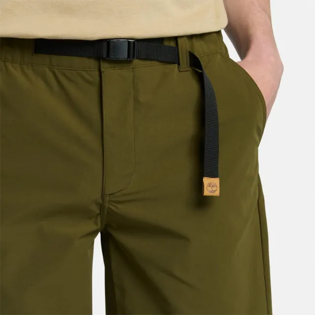 【Timberland】男款深橄欖綠皮帶短褲(A6YA6302)