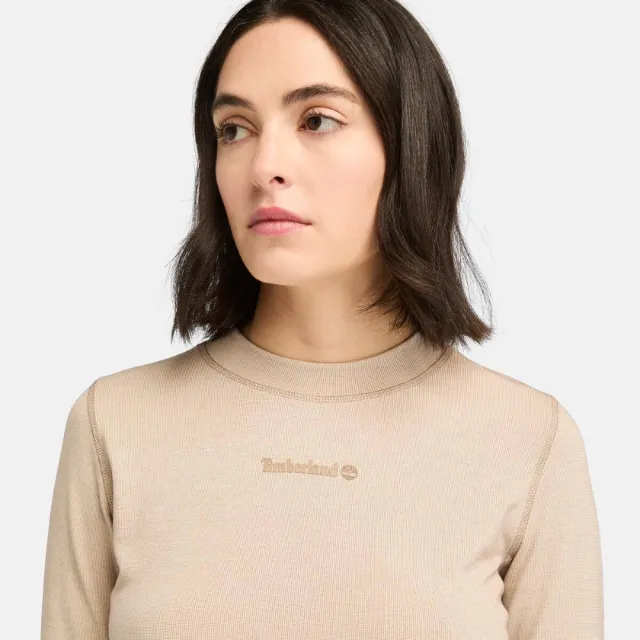 【Timberland】女款奶油白透氣排汗長袖T恤(A5ZDYEKJ)