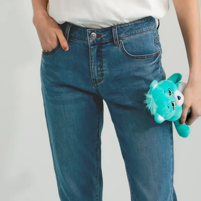 【Arnold Palmer 雨傘】女裝-COOLMAX涼感彈性修身牛仔褲(淺藍色)