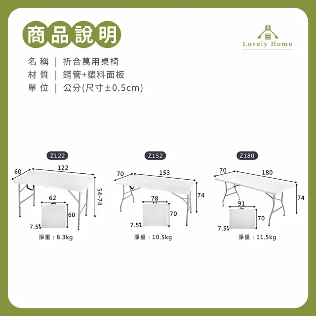 【享澄家居】152x70折合萬用桌椅-折疊款[sc4588](折疊桌/餐桌/會議桌/辦公桌/戶外野餐桌)