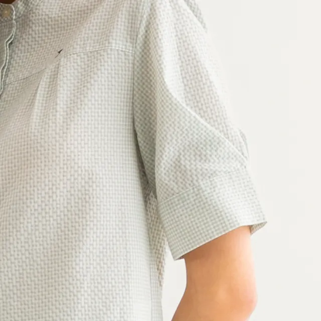 【Arnold Palmer 雨傘】女裝-細格紋亨利領涼感襯衫(薄荷綠)