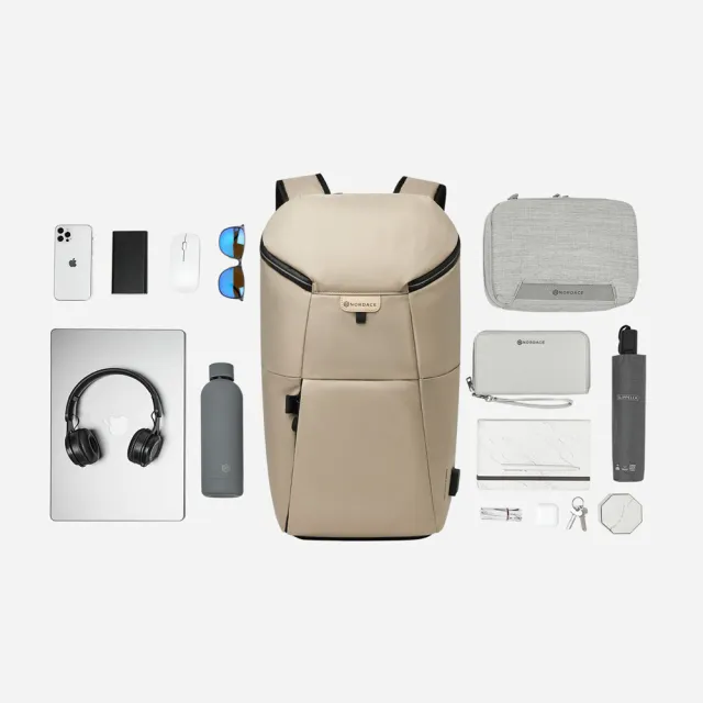 【Nordace】雙11 Aerial Infinity 黑色揭蓋式後背包/書包/電腦包 ND1112-1(旅行登山遠足上班上學