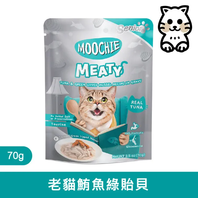 【Moochie姆吉】無穀鮮肉貓餐包系列-12入裝(完整肉塊貓點心)