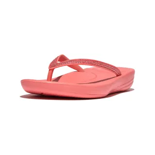 【FitFlop】IQUSHION水鑽輕量夾腳涼鞋(玫瑰珊瑚色)
