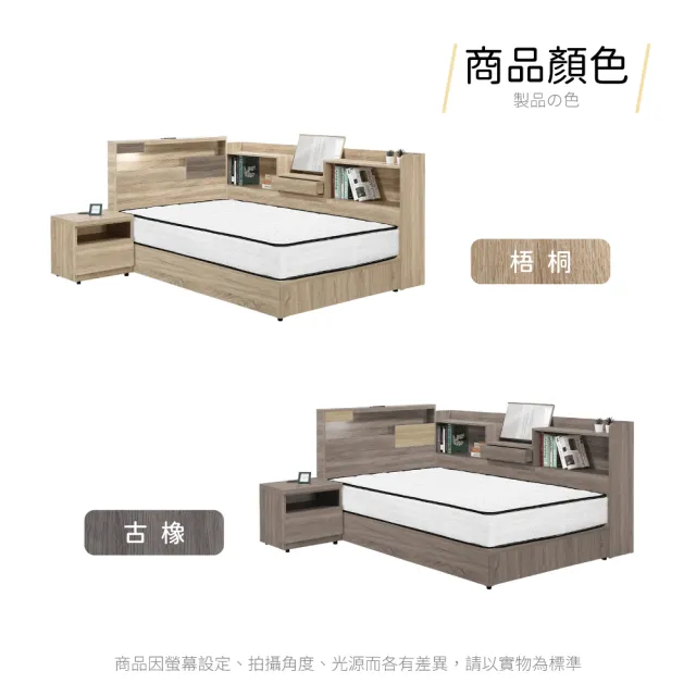 【IHouse】日系夢幻100 房間5件組-單大3.5尺(床片+床底+獨立筒床墊+收納床邊櫃+床頭櫃)
