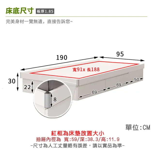 【myhome8居家無限】Wagor葳格包覆型安全收納床底-3尺-單側二抽-標準單人(可客製尺寸/顏色)