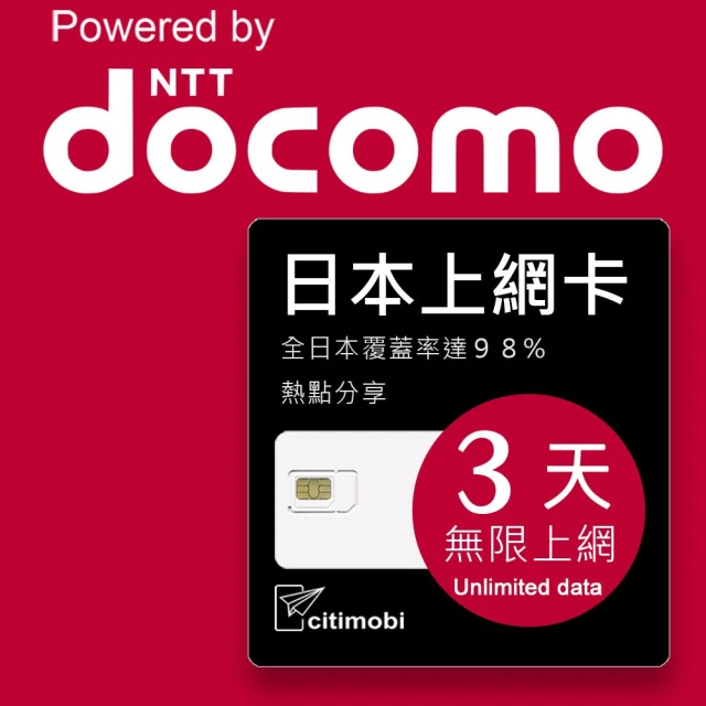 citimobi DOCOMO日本上網卡 - 3天吃到飽(1GB/日高速流量)
