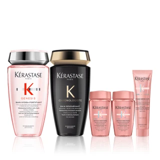 【KERASTASE 巴黎卡詩】髮浴250ml二入組(黑鑽極萃逆時+粉漾芯生清爽型/母親節)